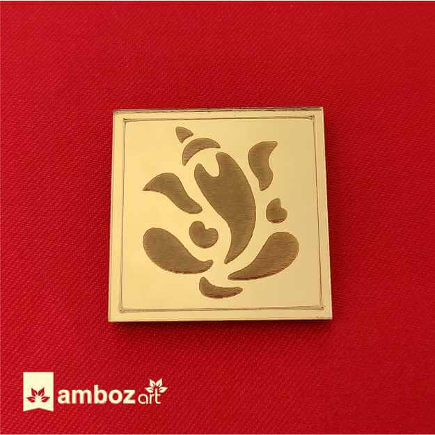 Golden Mirror Acrylic Ganesh Sticker for Invitation Card