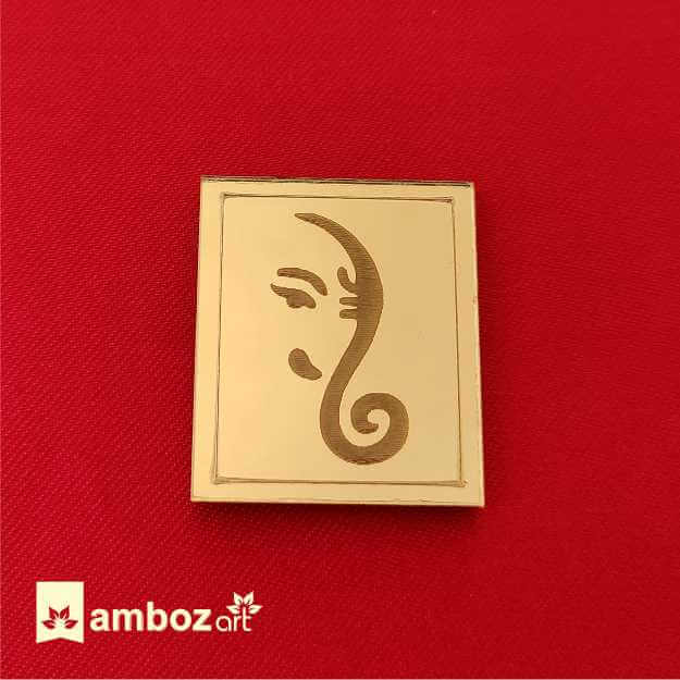 Golden Mirror Acrylic Ganesh Sticker for Invitation Card