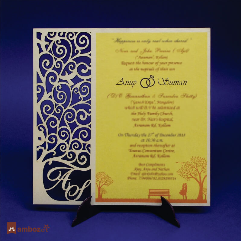 Wooden Wedding Card