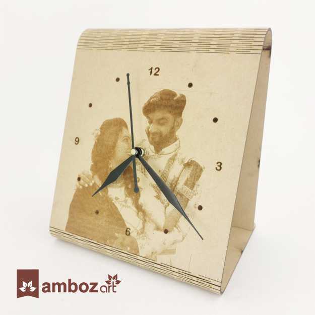 Wooden Photo Engraving Table Clock