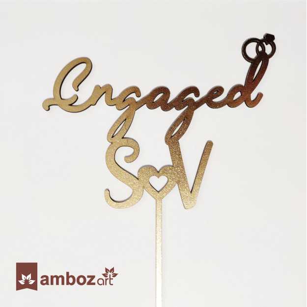 Customised Golden Wooden Cake Topper