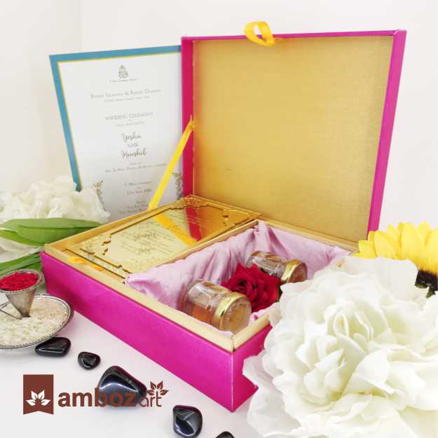 Box Type Wedding Card With Sweet & Dry Fruits Space