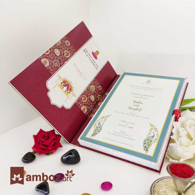 Box Type Wedding Card With Wooden Inner Card