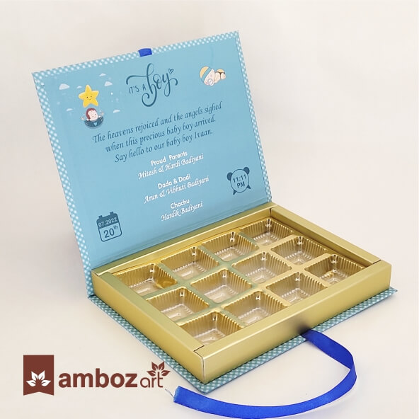 12 Cavity Blue Color Chocolate Box