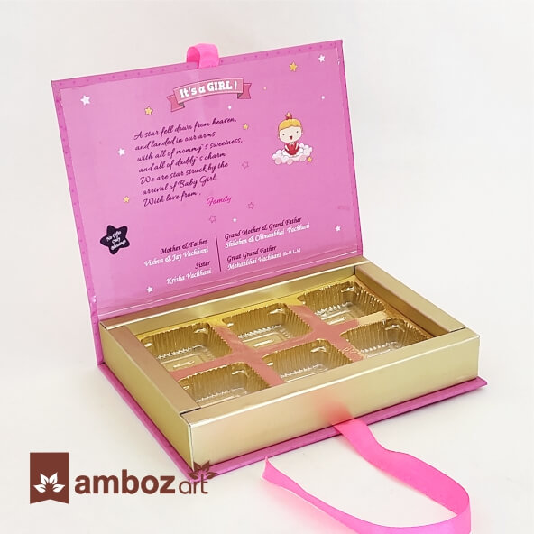 6 Cavity Pink Color Chocolate Box