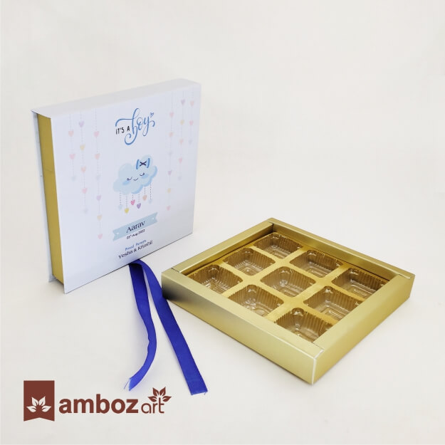 9 Cavity Blue Color Chocolate Box