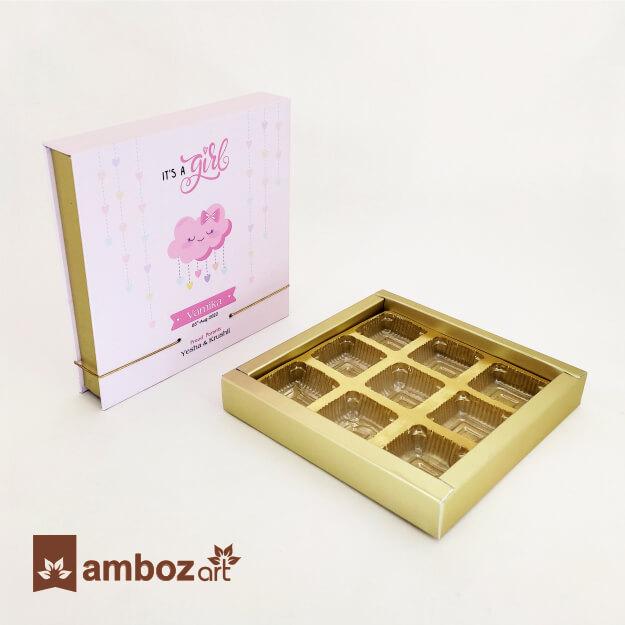 9 Cavity Pink Color Chocolate Box