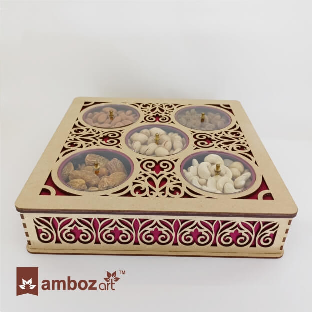 Wooden Dryfruit Box with transparent acrylic lid