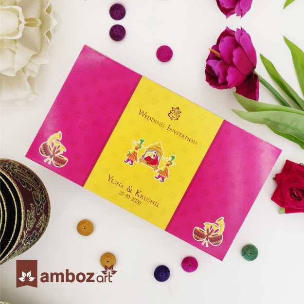 Box Type Wedding Card With Wooden Inner Card
